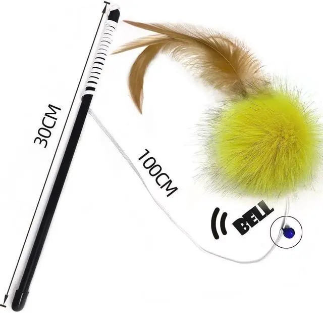 Alt view image 3 of 5 - Cat Toys - Rainbow Wand, Feather Flips Plush Ball, Interactive Feather Teaser for Kitten Exercise - 3 Pack
