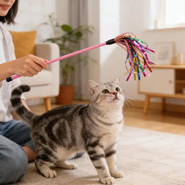 Alt view image 5 of 6 - Cat Wands 3 PCS Durable Teaser Wands with Mylar Strips Interactive Cat Toy