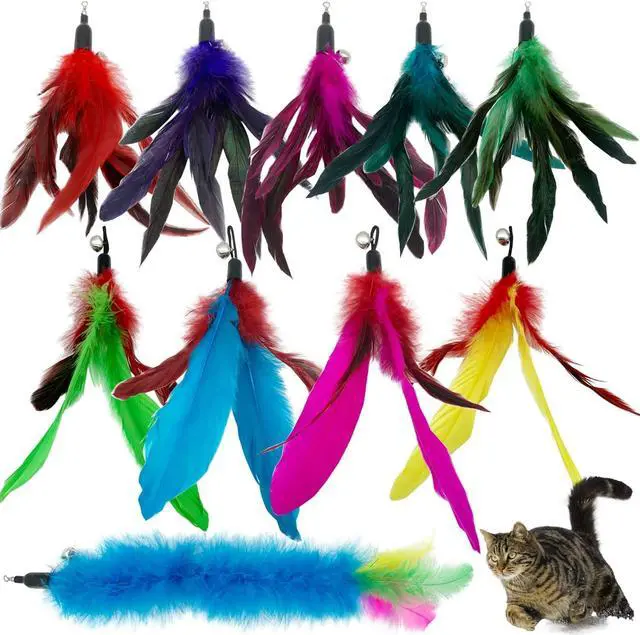 Main image of CATENESS Cat Feather Toys Refills, 10 Pieces Cat Wand Replacement Feathers Toy for Indoor Cats