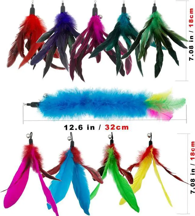 Alt view image 2 of 6 - CATENESS Cat Feather Toys Refills, 10 Pieces Cat Wand Replacement Feathers Toy for Indoor Cats