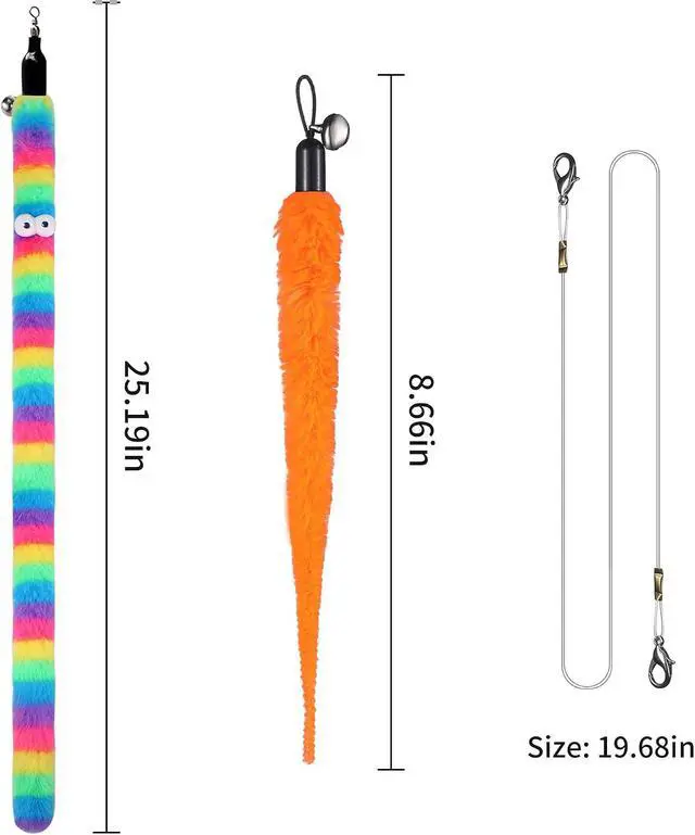 Alt view image 6 of 6 - 10Pcs Cat Fishing Pole Toy Attachments and 1PC Black String