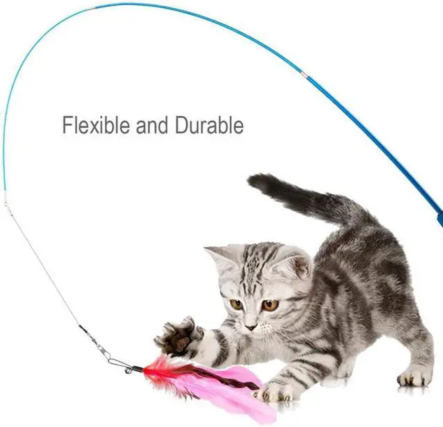 Alt view image 3 of 7 - Retractable Cat Wand - Interactive 3-Section Teaser Toy, Fishing Pole Exerciser for Cats and Kittens (Replacement Not Included)