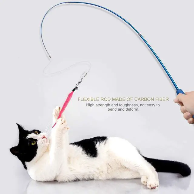 Alt view image 6 of 7 - Retractable Cat Wand - Interactive 3-Section Teaser Toy, Fishing Pole Exerciser for Cats and Kittens (Replacement Not Included)
