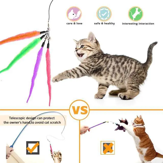 Alt view image 7 of 7 - Retractable Cat Wand - Interactive 3-Section Teaser Toy, Fishing Pole Exerciser for Cats and Kittens (Replacement Not Included)