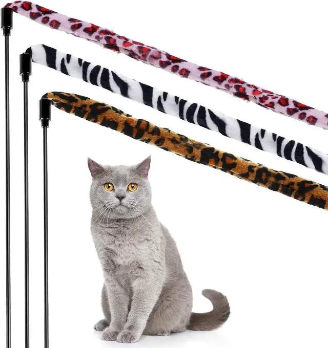 Main image of Sumind 3 Pieces Jungle Cat Wand Toys,Leopard Color