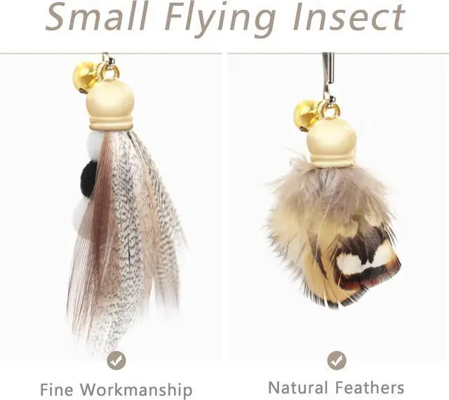 Alt view image 2 of 6 - SONGWAY Cat Toy Wand Replacement - 8 Pieces Insect Cat Toys, Cat Feather Toy Refills, Cat Teaser Wand Attachments, Interactive Cat Toys for Indoor Cats