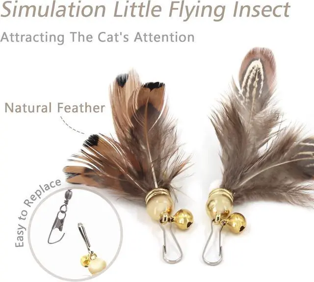 Alt view image 4 of 6 - SONGWAY Cat Toy Wand Replacement - 8 Pieces Insect Cat Toys, Cat Feather Toy Refills, Cat Teaser Wand Attachments, Interactive Cat Toys for Indoor Cats