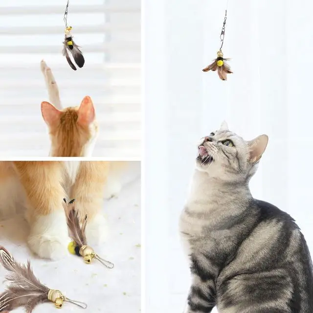 Alt view image 5 of 6 - SONGWAY Cat Toy Wand Replacement - 8 Pieces Insect Cat Toys, Cat Feather Toy Refills, Cat Teaser Wand Attachments, Interactive Cat Toys for Indoor Cats