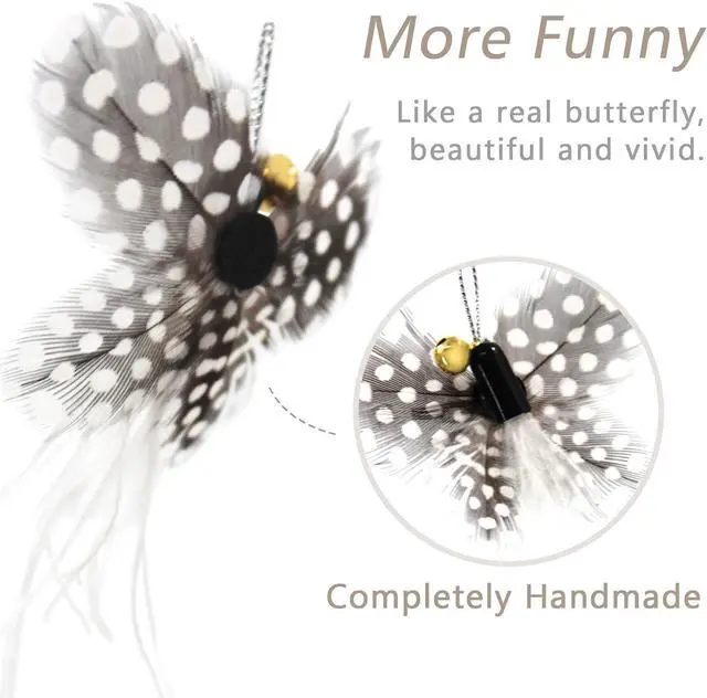 Alt view image 3 of 6 - SONGWAY Cat Toy Wand Replacement - 8 Pieces Insect Cat Toys, Cat Feather Toy Refills, Cat Teaser Wand Attachments, Interactive Cat Toys for Indoor Cats