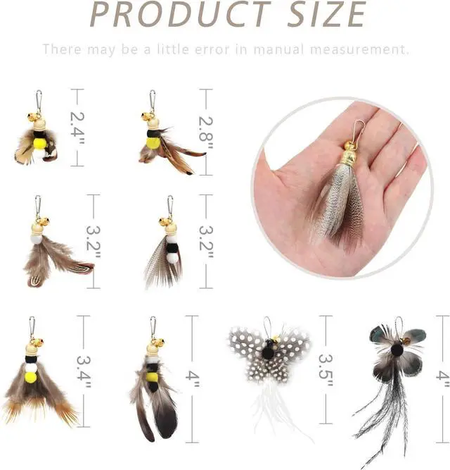 Alt view image 6 of 6 - SONGWAY Cat Toy Wand Replacement - 8 Pieces Insect Cat Toys, Cat Feather Toy Refills, Cat Teaser Wand Attachments, Interactive Cat Toys for Indoor Cats