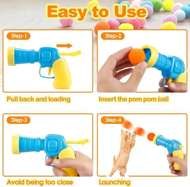 Alt view image 6 of 7 - MeoHui 31Pcs Cat Ball Toy Launcher Gun, Cat Balls Fetch Cat Toys