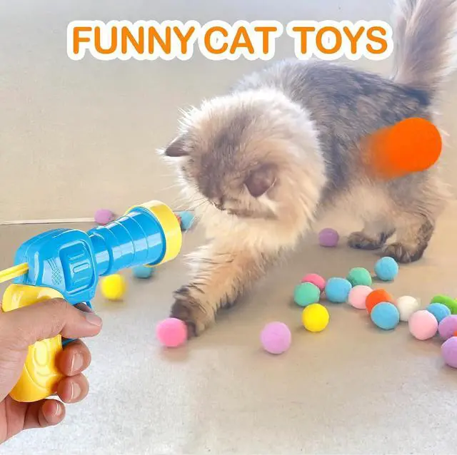 Alt view image 7 of 7 - MeoHui 31Pcs Cat Ball Toy Launcher Gun, Cat Balls Fetch Cat Toys