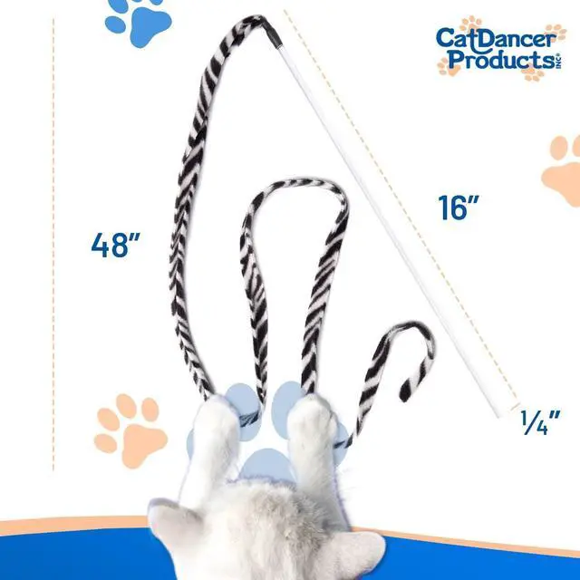 Alt view image 3 of 7 - Cat Dancer Products Jungle Cat Charmer, Jungle Wand Toy for Kittens Training, Colorful Ribbon Cat Charmer, Interactive Catcher Wand for Cat Exercise (1 Pack, Multicolor)