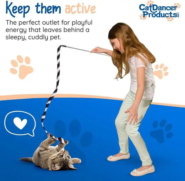 Alt view image 5 of 7 - Cat Dancer Products Jungle Cat Charmer, Jungle Wand Toy for Kittens Training, Colorful Ribbon Cat Charmer, Interactive Catcher Wand for Cat Exercise (1 Pack, Multicolor)
