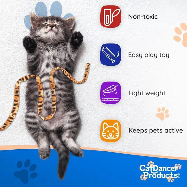 Alt view image 6 of 7 - Cat Dancer Products Jungle Cat Charmer, Jungle Wand Toy for Kittens Training, Colorful Ribbon Cat Charmer, Interactive Catcher Wand for Cat Exercise (1 Pack, Multicolor)