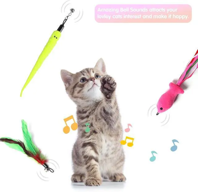 Alt view image 4 of 7 - Retractable Cat Toy Wand 12 Packs Interactive Cat Feather Toys