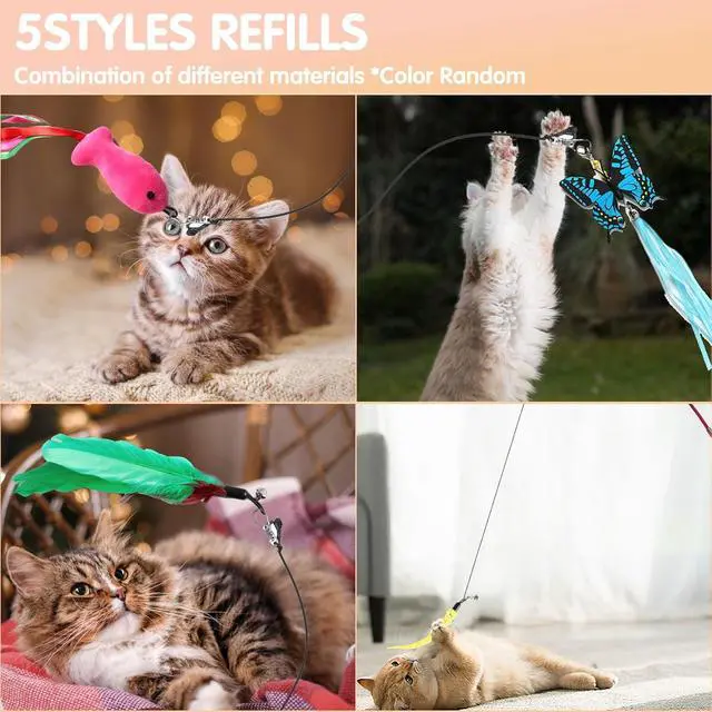 Alt view image 6 of 7 - Retractable Cat Toy Wand 12 Packs Interactive Cat Feather Toys