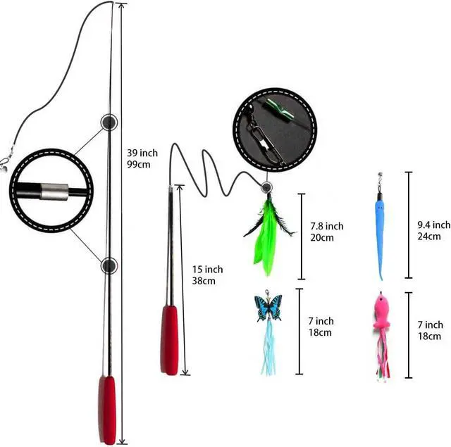Alt view image 5 of 7 - Retractable Cat Toy Wand 12 Packs Interactive Cat Feather Toys