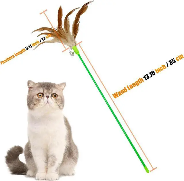 Alt view image 4 of 6 - Interactive Cat Wand Feather Toys, 10 Pieces Feathers Stick Cat Toys for Indoor Cats Play