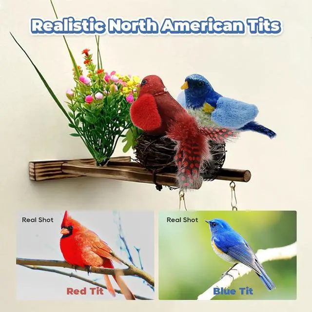 Alt view image 2 of 6 - LEWISER Cat Toys Chirping Tit 2 Pcs with Catnip SilverVine, Suitable for Cat Wand Toys, Simulation Bird Design, Interactive Toys for Indoor Kitty Kitten Exercise, Red and Blue