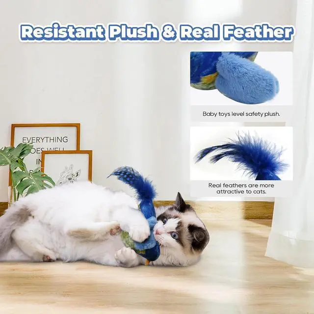 Alt view image 4 of 6 - LEWISER Cat Toys Chirping Tit 2 Pcs with Catnip SilverVine, Suitable for Cat Wand Toys, Simulation Bird Design, Interactive Toys for Indoor Kitty Kitten Exercise, Red and Blue