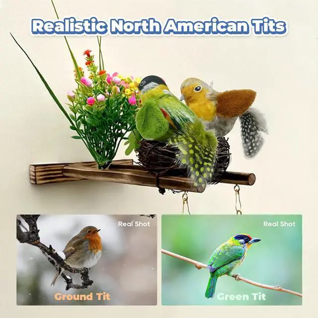 Alt view image 2 of 6 - LEWISER Cat Toys Chirping Tit 2 Pcs with Catnip SilverVine, Suitable for Cat Wand Toys, Simulation Bird Design, Interactive Toys for Indoor Kitty Kitten Exercise, Green and Ground