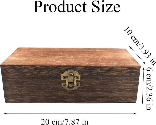 Alt view image 2 of 6 - Wood Storage Box with Lid Solid Wood Container Box Decorative Table Large Rectangular Smooth Rustic Style Store Space to Organize Toys Cosmetics Vintage Color 7.87 * 3.93 * 2.36inch, Brown
