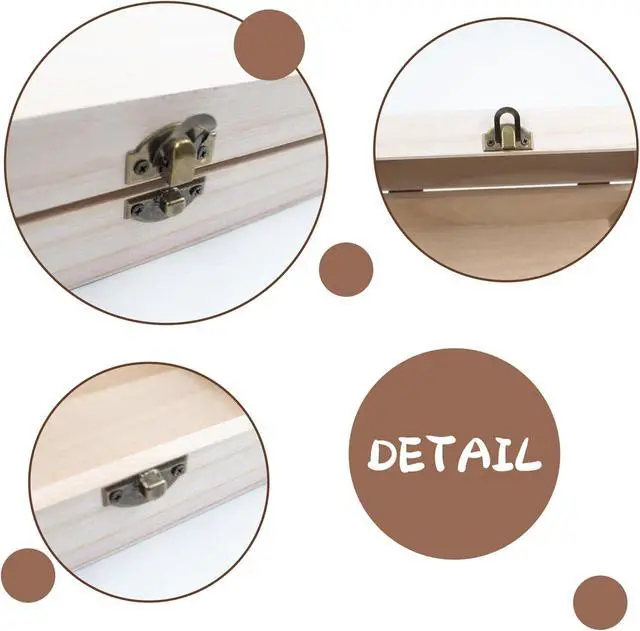 Alt view image 3 of 6 - Wood Storage Box with Lid Solid Container Keepsake Decorative Table Large Rectangular Smooth Store Space to Organize Toys Cosmetics Vintage, 7.87 * 3.93 * 2.36 inch, Light Brown
