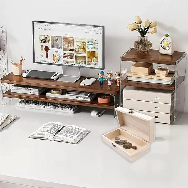 Alt view image 5 of 6 - Wood Storage Box with Lid Solid Container Keepsake Decorative Table Large Rectangular Smooth Store Space to Organize Toys Cosmetics Vintage, 7.87 * 3.93 * 2.36 inch, Light Brown