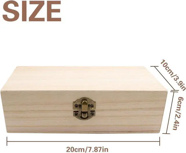 Alt view image 4 of 6 - Wood Storage Box with Lid Solid Container Keepsake Decorative Table Large Rectangular Smooth Store Space to Organize Toys Cosmetics Vintage, 7.87 * 3.93 * 2.36 inch, Light Brown