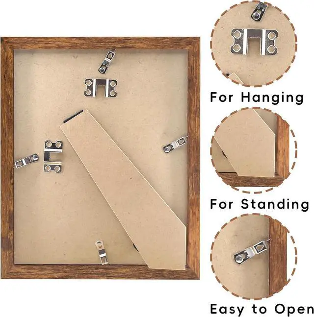 Alt view image 7 of 7 - Brown 8x10 Picture Frame with Mat for 6x8 Display, Rustic Desk Wall Photo Frame for Horizontal and Vertical, 1 Pack