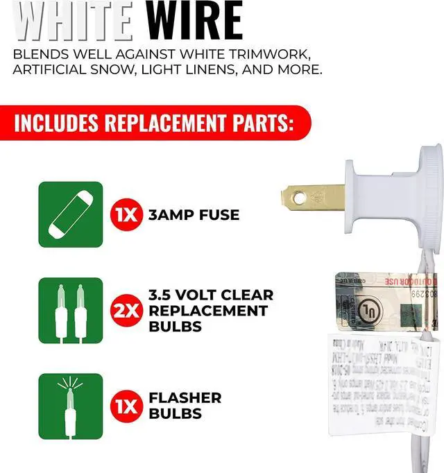 Alt view image 4 of 5 - 612 Vermont Clear 35 Count Christmas String Lights on White Wire Cord
