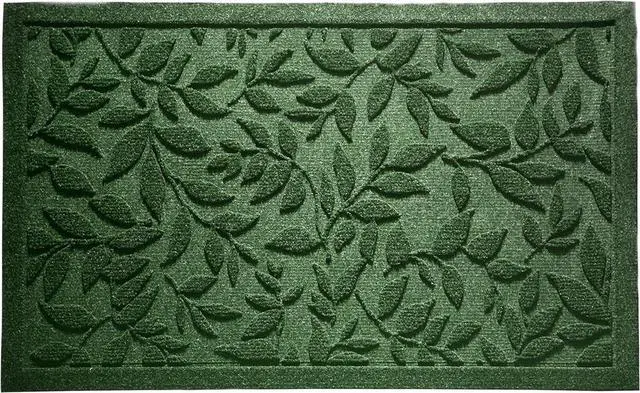 Alt view image 3 of 7 - Green Leaves Outdoor Indoor Entrance Door mat, Absorbent Durable Heavy Duty Welcome Front Door Mat,Thick Natural Rubber Back,Easy Clean Entryway Mat 17x30 Inch, Low Profile