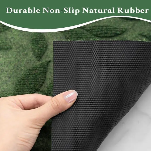 Alt view image 6 of 7 - Green Leaves Outdoor Indoor Entrance Door mat, Absorbent Durable Heavy Duty Welcome Front Door Mat,Thick Natural Rubber Back,Easy Clean Entryway Mat 17x30 Inch, Low Profile