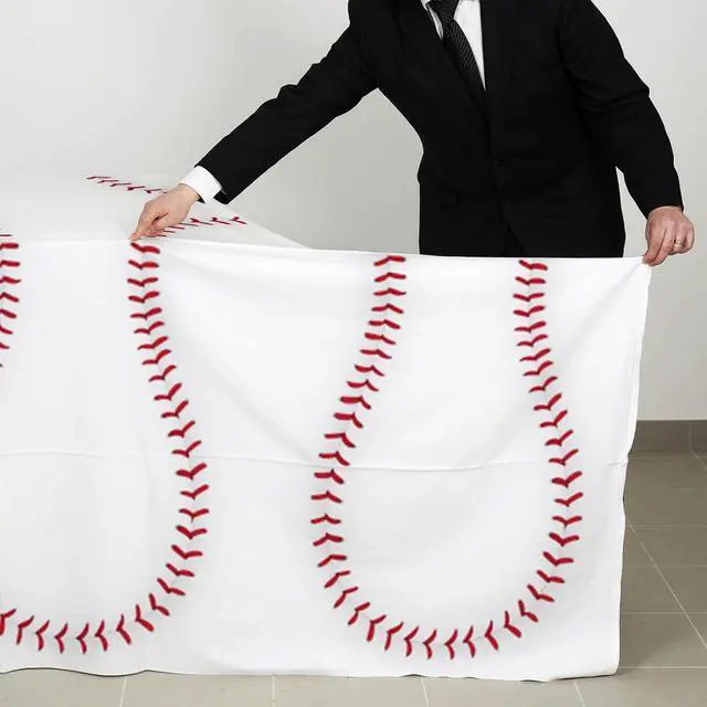 Alt view image 5 of 6 - Gatherfun Baseball Party Supplies: 2-Pack Baseball Birthday Decorations with Disposable Plastic Tablecloth - Table Cover for Baseball Games & Parties, 54 x 108 Inch