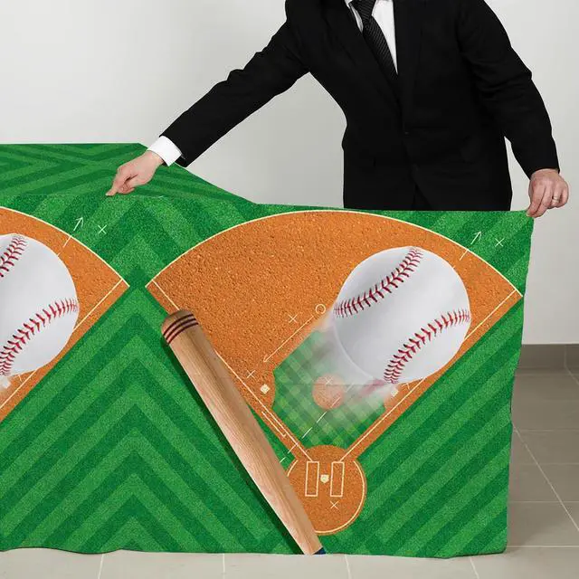 Alt view image 6 of 6 - Gatherfun Baseball Party Supplies: 2-Pack Baseball Birthday Decorations with Disposable Plastic Tablecloth - Table Cover for Baseball Games & Parties, 54 x 108 Inch