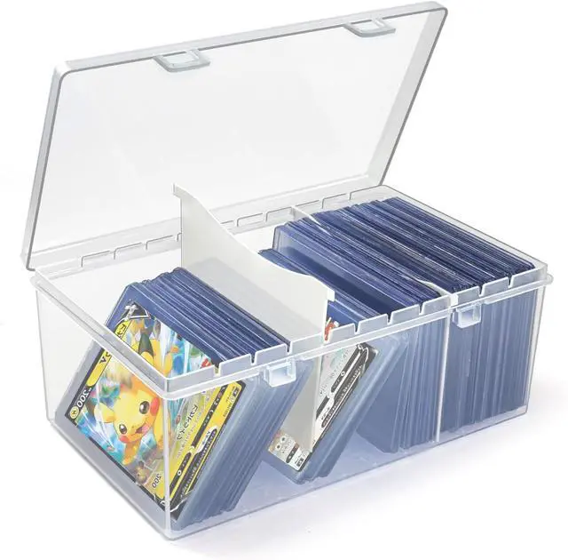 Main image of Trading Card Storage Box with 2 Dividers,Toploads Storage Box Plastic Baseball Card Storage Box for 500+ Sports Cards 100+ Top Loads for MTG Magic TCG Yugioh Playing Card Case Holder (1 Pack)