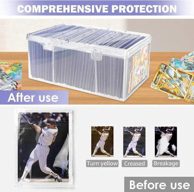 Alt view image 3 of 7 - Trading Card Storage Box with 2 Dividers,Toploads Storage Box Plastic Baseball Card Storage Box for 500+ Sports Cards 100+ Top Loads for MTG Magic TCG Yugioh Playing Card Case Holder (1 Pack)