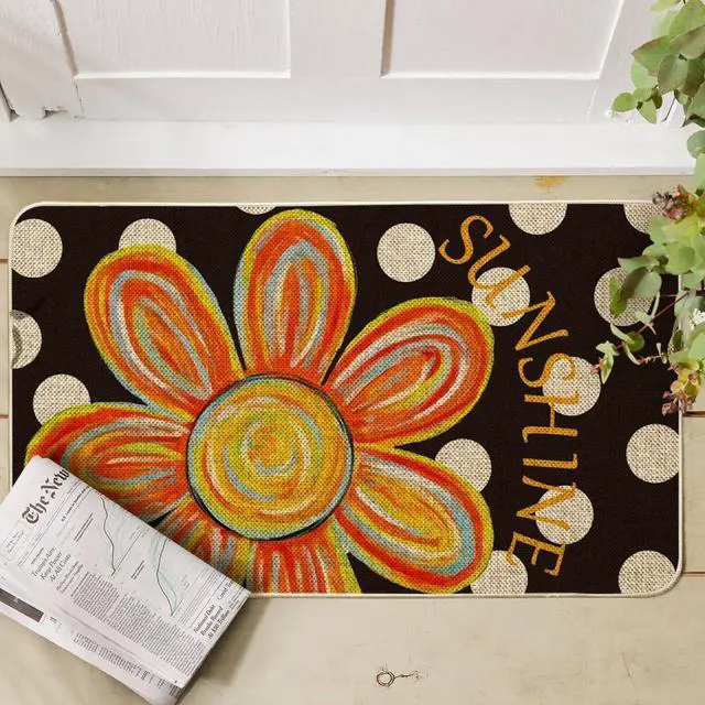 Alt view image 2 of 6 - Artoid Mode Black Dots Flower Summer Doormat, Home Decor Low-Profile Switch Rug Door Mat Floor Mat for Indoor Outdoor 17x29 Inch