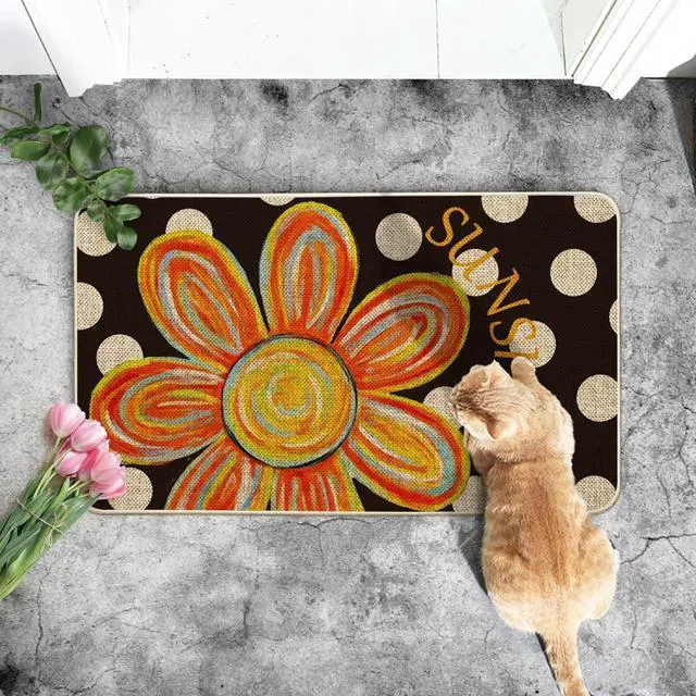 Alt view image 5 of 6 - Artoid Mode Black Dots Flower Summer Doormat, Home Decor Low-Profile Switch Rug Door Mat Floor Mat for Indoor Outdoor 17x29 Inch