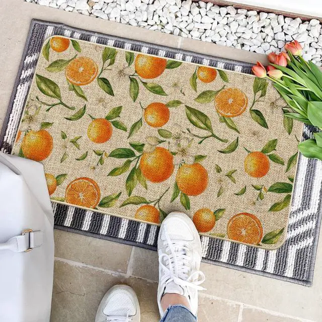 Alt view image 4 of 6 - Artoid Mode Orange Spring Doormat,Home Decor Door Mat Low-Profile Switch Rug Floor Mat for Indoor Outdoor 17x29 Inch
