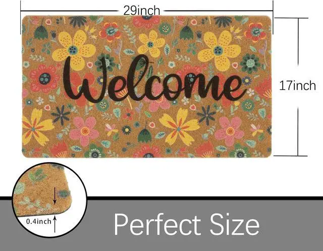 Alt view image 3 of 7 - Spring Welcome-Doormat-Front Door-Florals-Outdoor Entrance Decor Door-Mats
