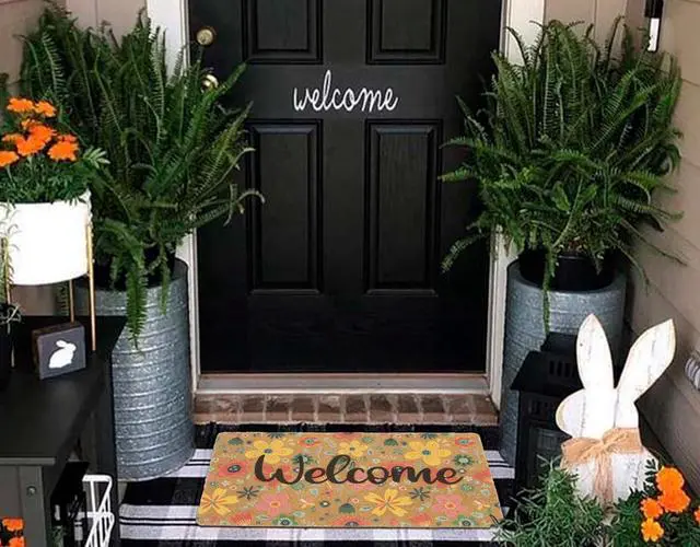 Alt view image 7 of 7 - Spring Welcome-Doormat-Front Door-Florals-Outdoor Entrance Decor Door-Mats