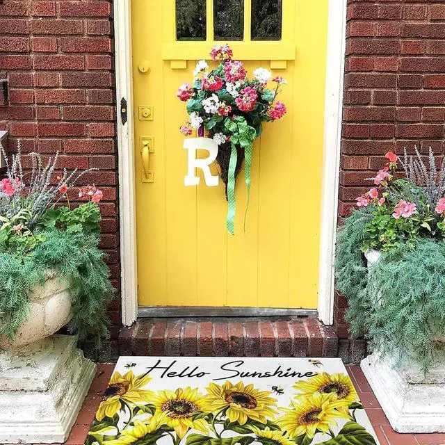 Alt view image 5 of 7 - Sunshine Sunflowers Doormat 17"x30", Summer Spring Bee Door Mats Non-Slip Durable Entrance Mat for Home Entrance, Outside Entry, Yard, Floor, Patio