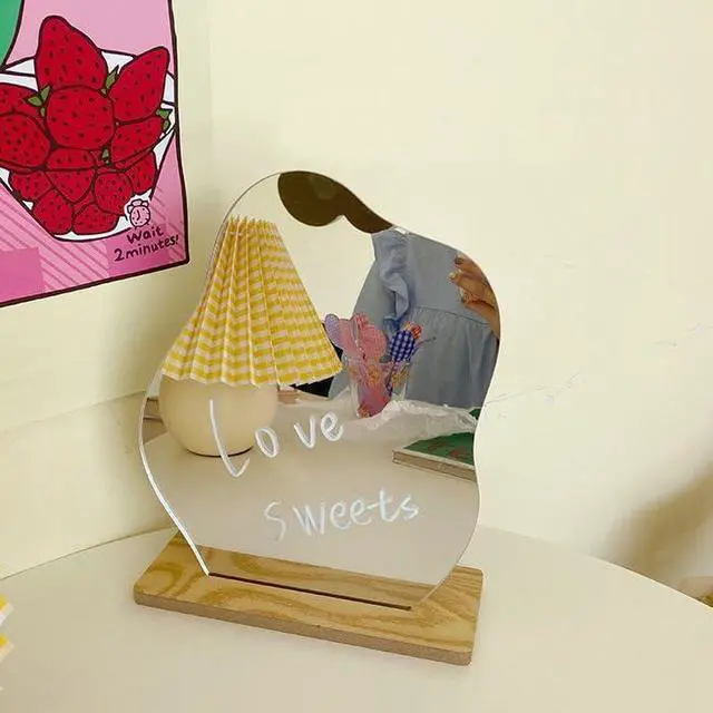 Alt view image 5 of 7 - Allpdesky Aesthetic Room Decor Desk Mirror, Decorative Locker and Table Frameless Cloud-Shaped Asymmetrical Mirror