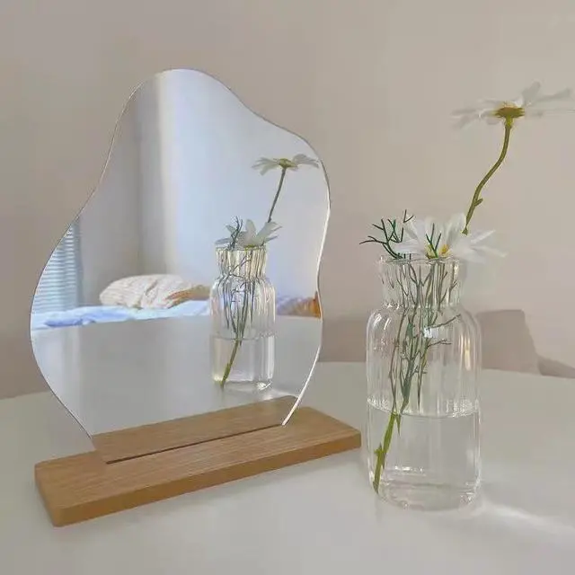 Alt view image 6 of 7 - Allpdesky Aesthetic Room Decor Desk Mirror, Decorative Locker and Table Frameless Cloud-Shaped Asymmetrical Mirror