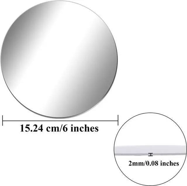 Alt view image 2 of 7 - Aneco Acrylic Round Mirrors Non Glass Round Mirror Plate Self Adhesive Mirror Stickers for Home Wall Decor or Wedding Table Centerpiece, (Thickness 2 mm) (6, 6 inch)