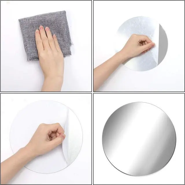 Alt view image 3 of 7 - Aneco Acrylic Round Mirrors Non Glass Round Mirror Plate Self Adhesive Mirror Stickers for Home Wall Decor or Wedding Table Centerpiece, (Thickness 2 mm) (6, 6 inch)
