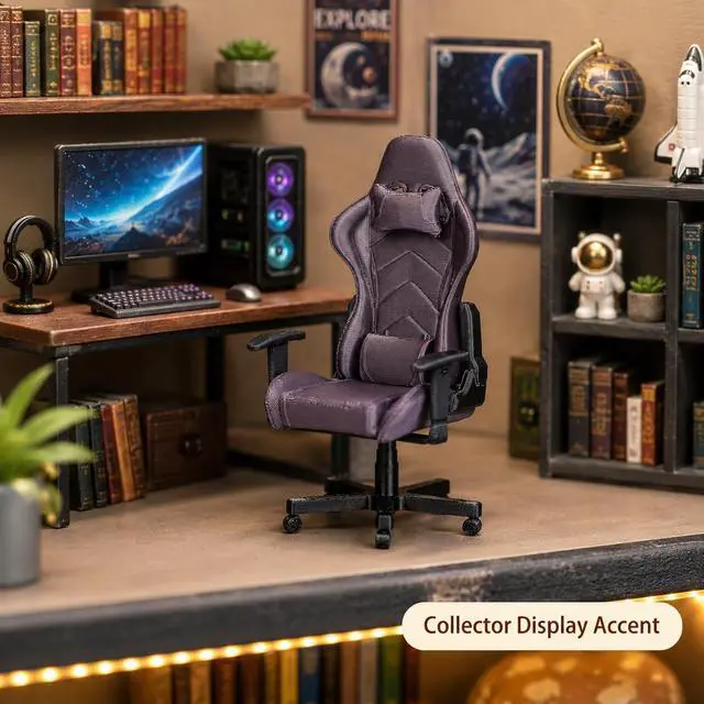 Alt view image 5 of 7 - VOSAREA Miniature Gaming Chair Model Dollhouse Tiny Furniture Doll House Miniature Computer Chair for Office Decor Collector Gamer