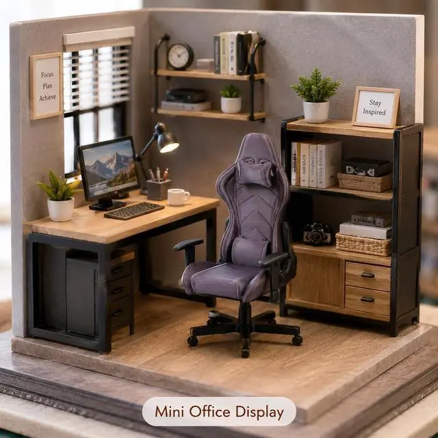 Alt view image 7 of 7 - VOSAREA Miniature Gaming Chair Model Dollhouse Tiny Furniture Doll House Miniature Computer Chair for Office Decor Collector Gamer